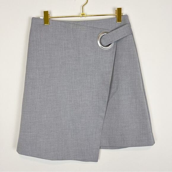 Halogen Gray Faux Wrap Asymmetrical Mini Skirt Size 0‎ - Picture 1 of 7